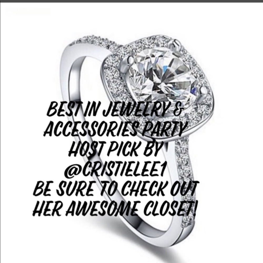 18K Gold Plated Cubic Zirconia Engagement Ring - Picture 7 of 11
